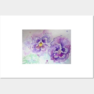 Purple Pansy Flower Watercolor Posters and Art